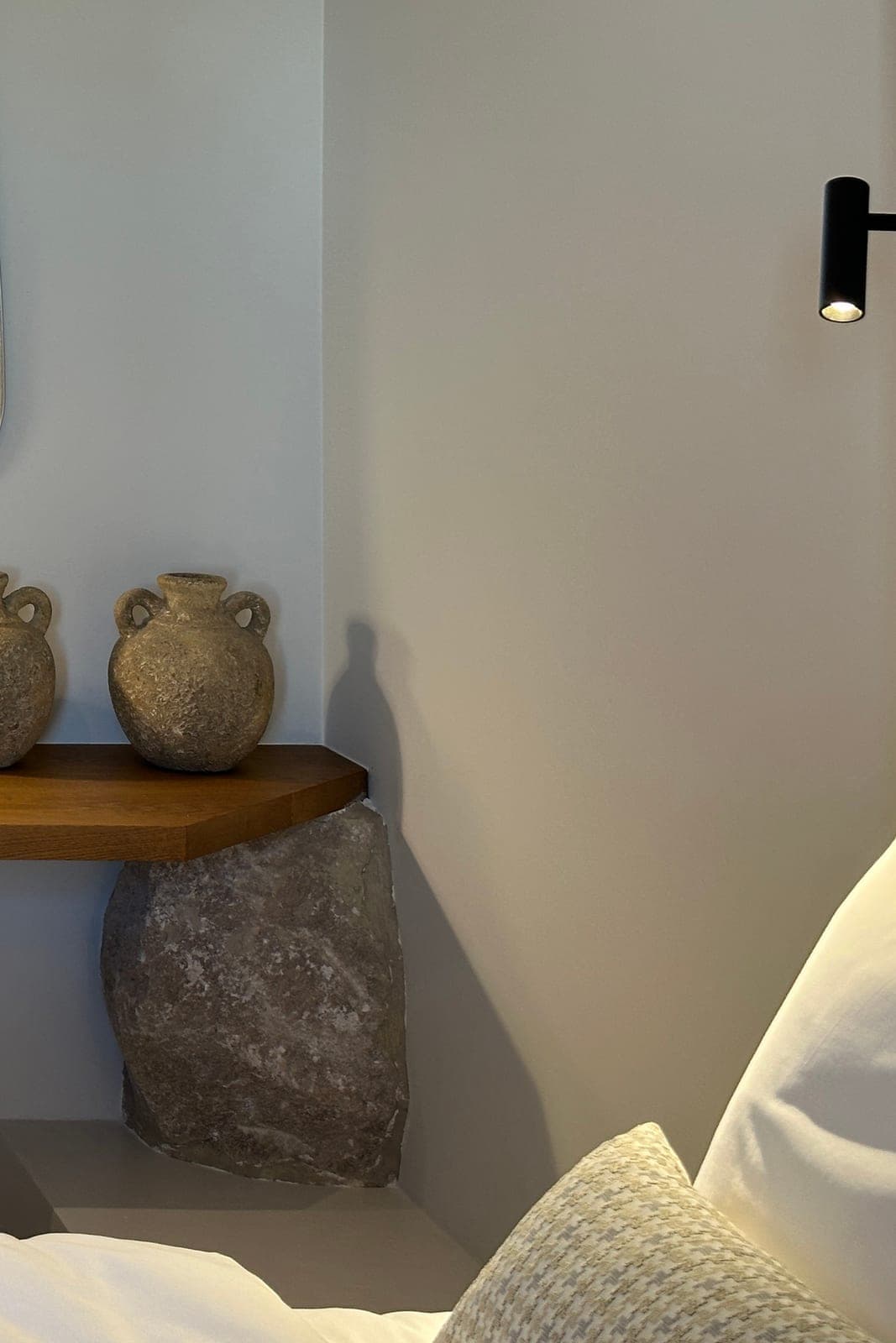 Dressing corner with a rattan stool